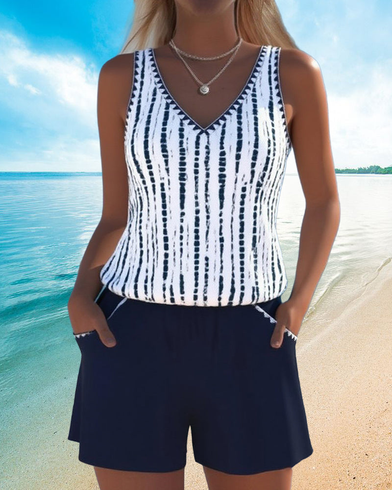 Amanda casual swimsuit with pocket and V-neck