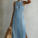 Julia retro lace denim dress