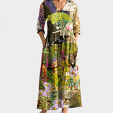 Gina meadow maxi dress with painted wildflowers, view 2