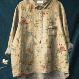 Iris - Casual Women's Vintage-Style Blouse with Floral Pattern