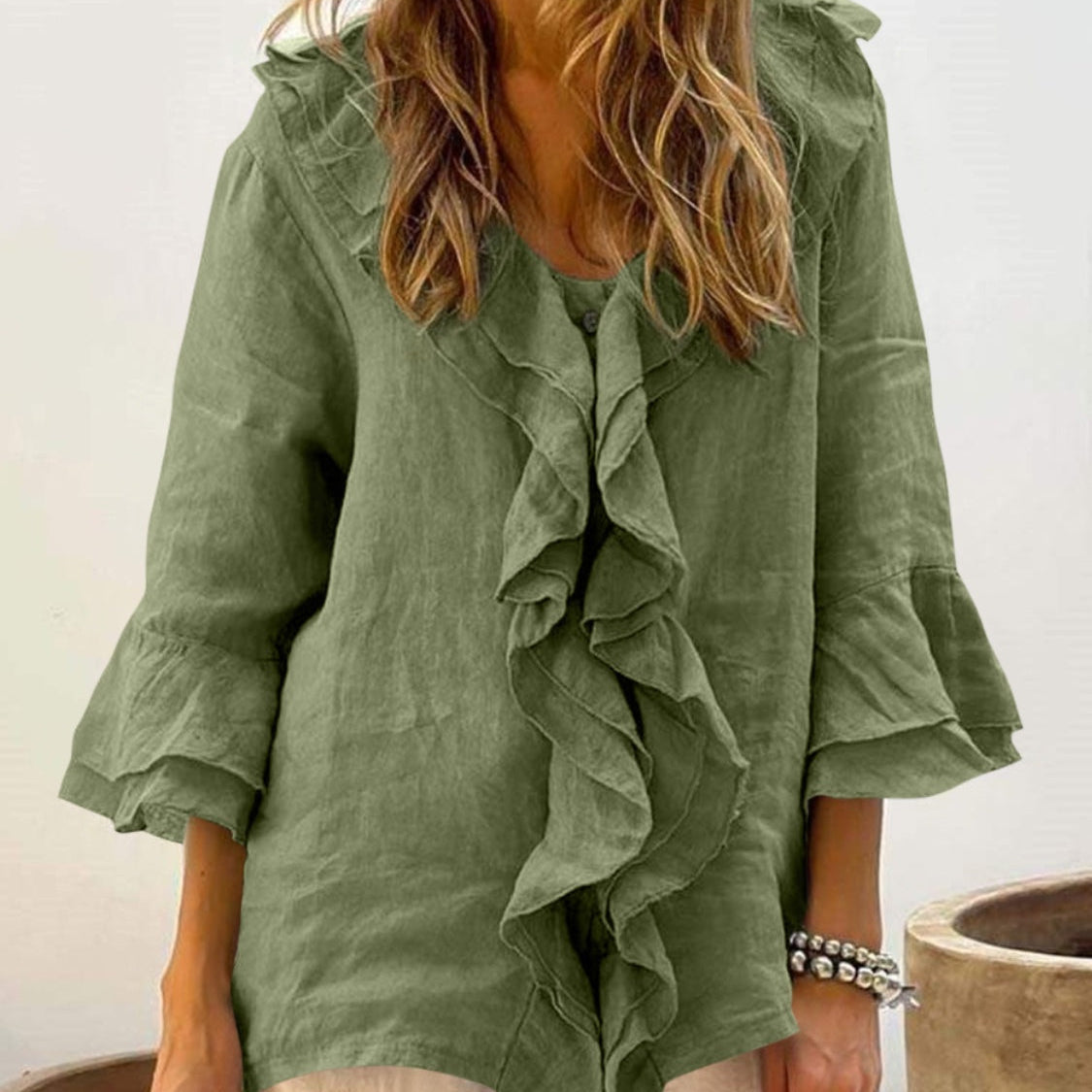 NADINE - Women Chic Bell Sleeve Ruffle Top
