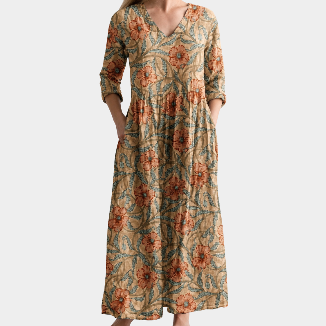Tamara olive autumn paisley maxi dress, view 2