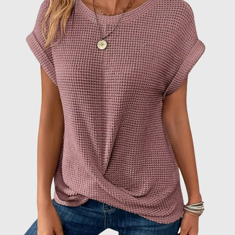 Isa - Elegant Blouse with Crew Neck