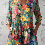 Penelope - Long Blouse with V-Neck