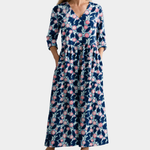 Keira navy maxi dress with berry blossoms, view 2