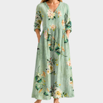 Bec sage green maxi dress with soft florals, view 2