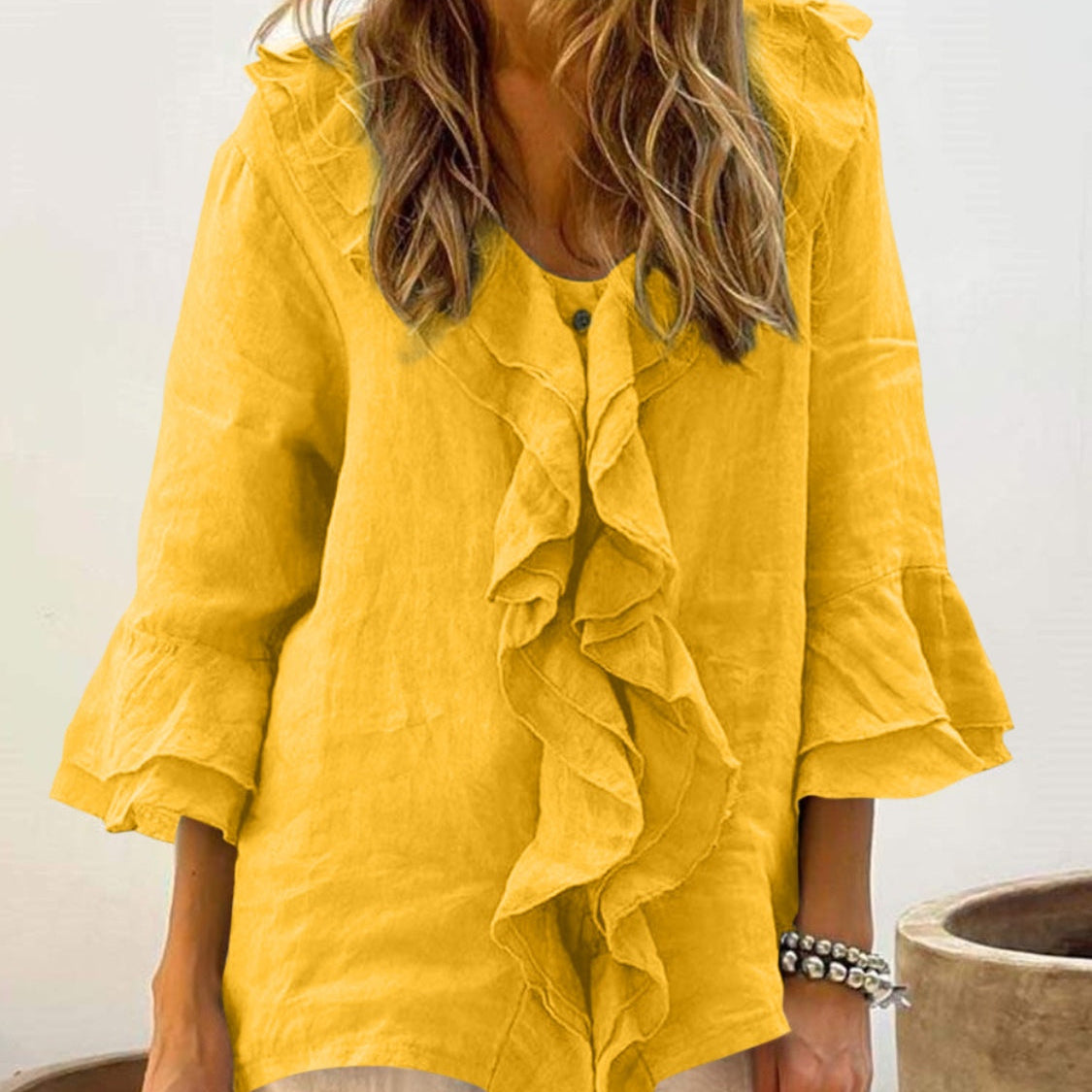 NADINE - Women Chic Bell Sleeve Ruffle Top