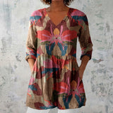 Ursula - Blouse with Large Floral Collage