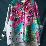 Maya - Casual Blouse with Vintage Floral Print