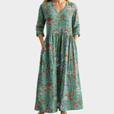 Gwen teal maxi dress with fine florals, view 2