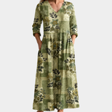 Merryn sage green leaf patchwork maxi dress, view 2