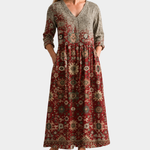Ramona burgundy heritage mosaic maxi dress, view 2