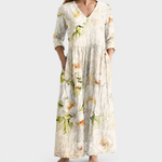Sybil cream maxi dress with soft blossoms, view 2