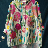 Chloe - Casual Women's Blouse in Vintage Style with Floral Pattern