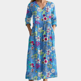Brooke azure maxi dress with wildflowers, view 2