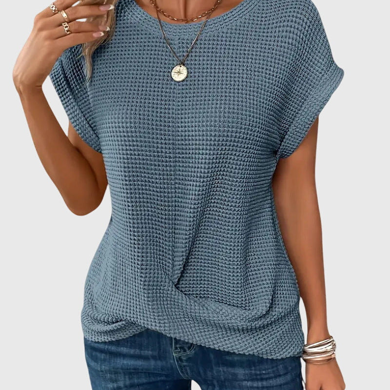 Isa - Elegant Blouse with Crew Neck