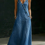 Vera long denim button-down dress for women