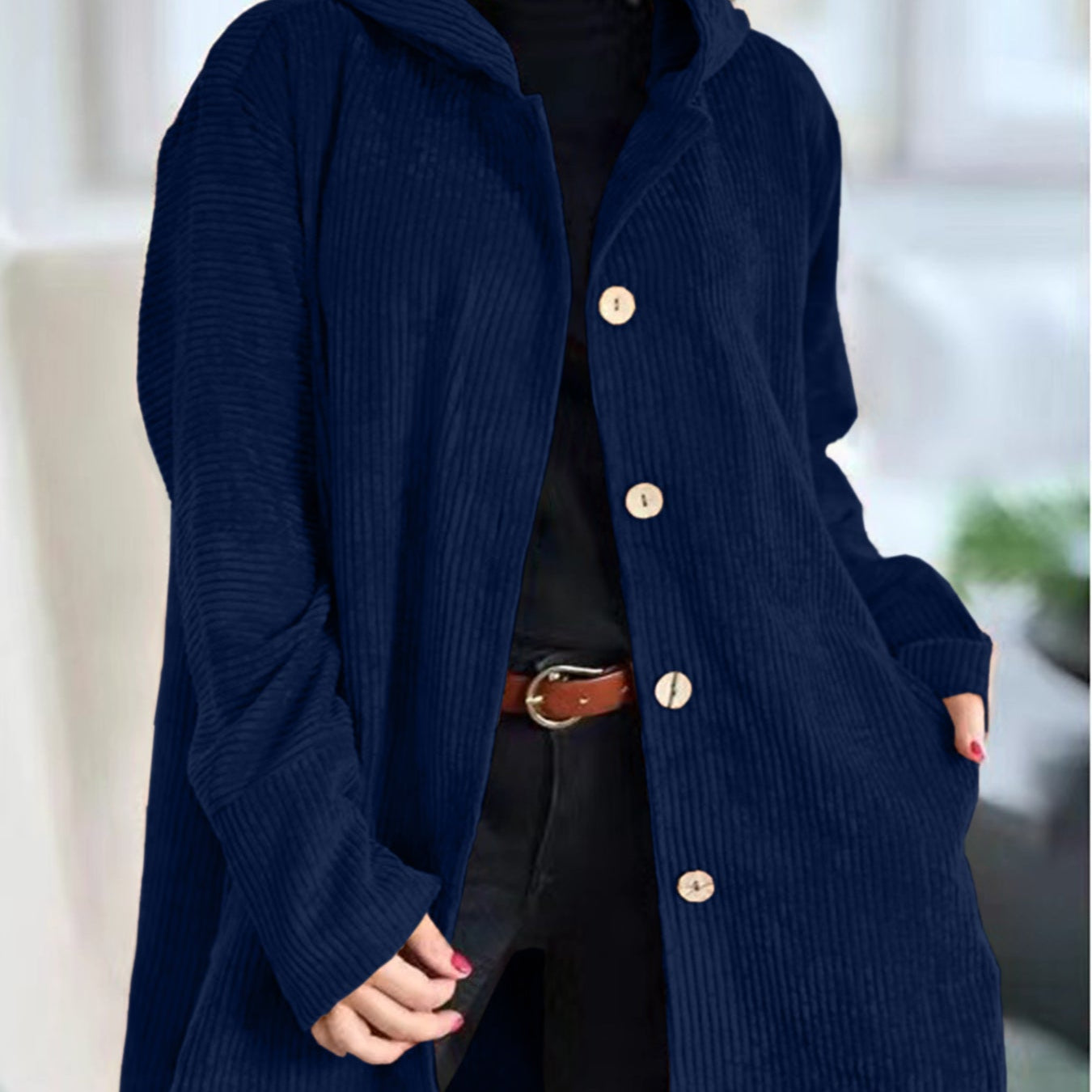 Cordia - Corduroy Hooded Cardigan