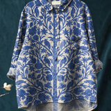 Aria - Casual Women's Blouse in Vintage Style with Indian Floral Print