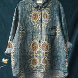 Etta - Casual Women's Blouse with Ethnic Vintage Floral Print