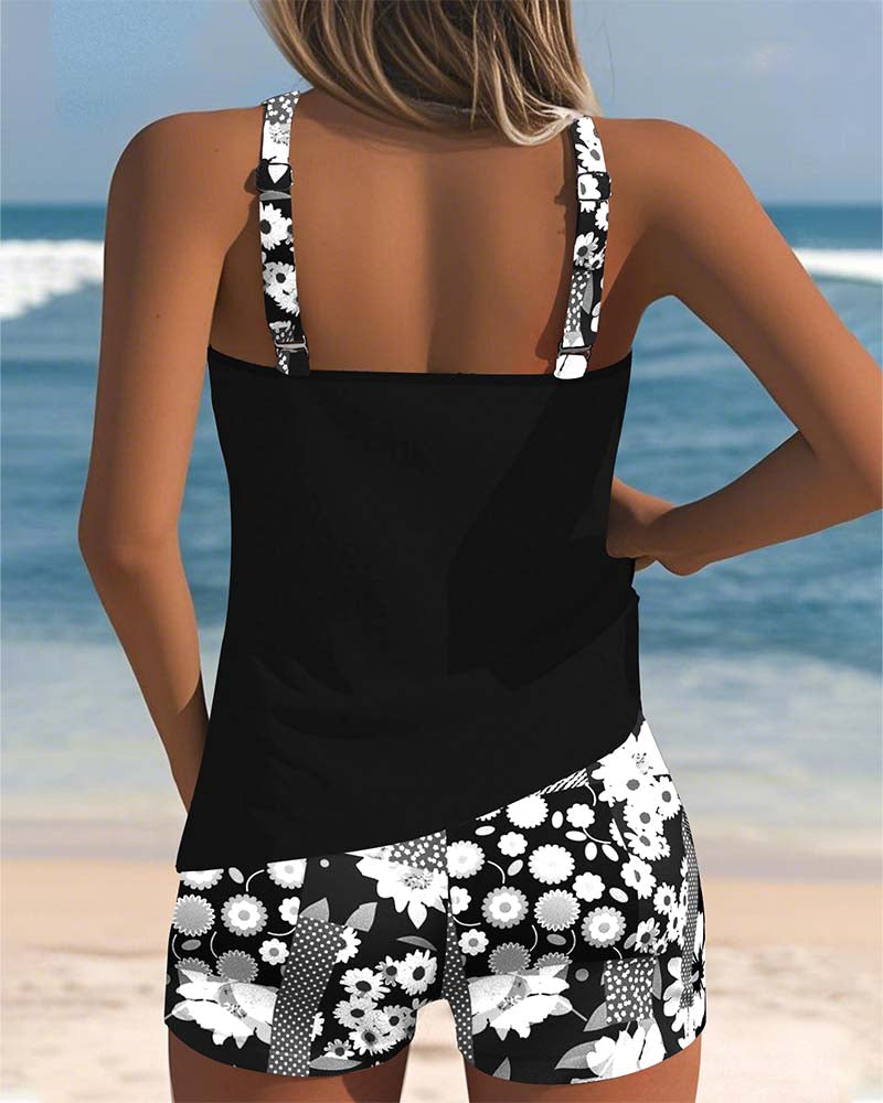 Susan swimsuit tank top with printed boxer set