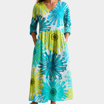 Shannon turquoise maxi dress with dandelion bursts, view 2