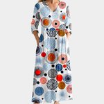 Penny white maxi dress with mosaic circles, view 2