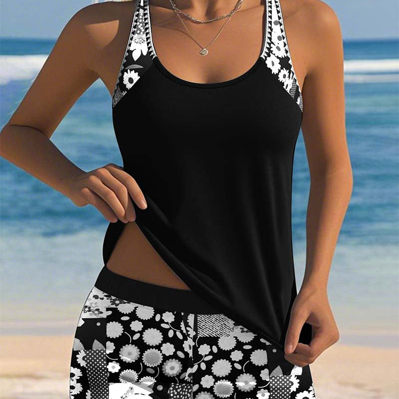 Susan swimsuit tank top with printed boxer set