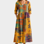 Mena mustard patchwork panel maxi dress, view 2