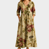 Joy beige maxi dress with antique roses, view 2