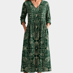 Fern emerald maxi dress with heritage scrollwork, view 2