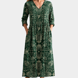 Fern emerald maxi dress with heritage scrollwork, view 2