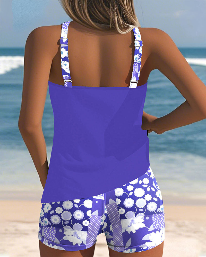 Susan swimsuit tank top with printed boxer set
