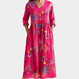 Sammi fuchsia maxi dress with garden florals, view 2