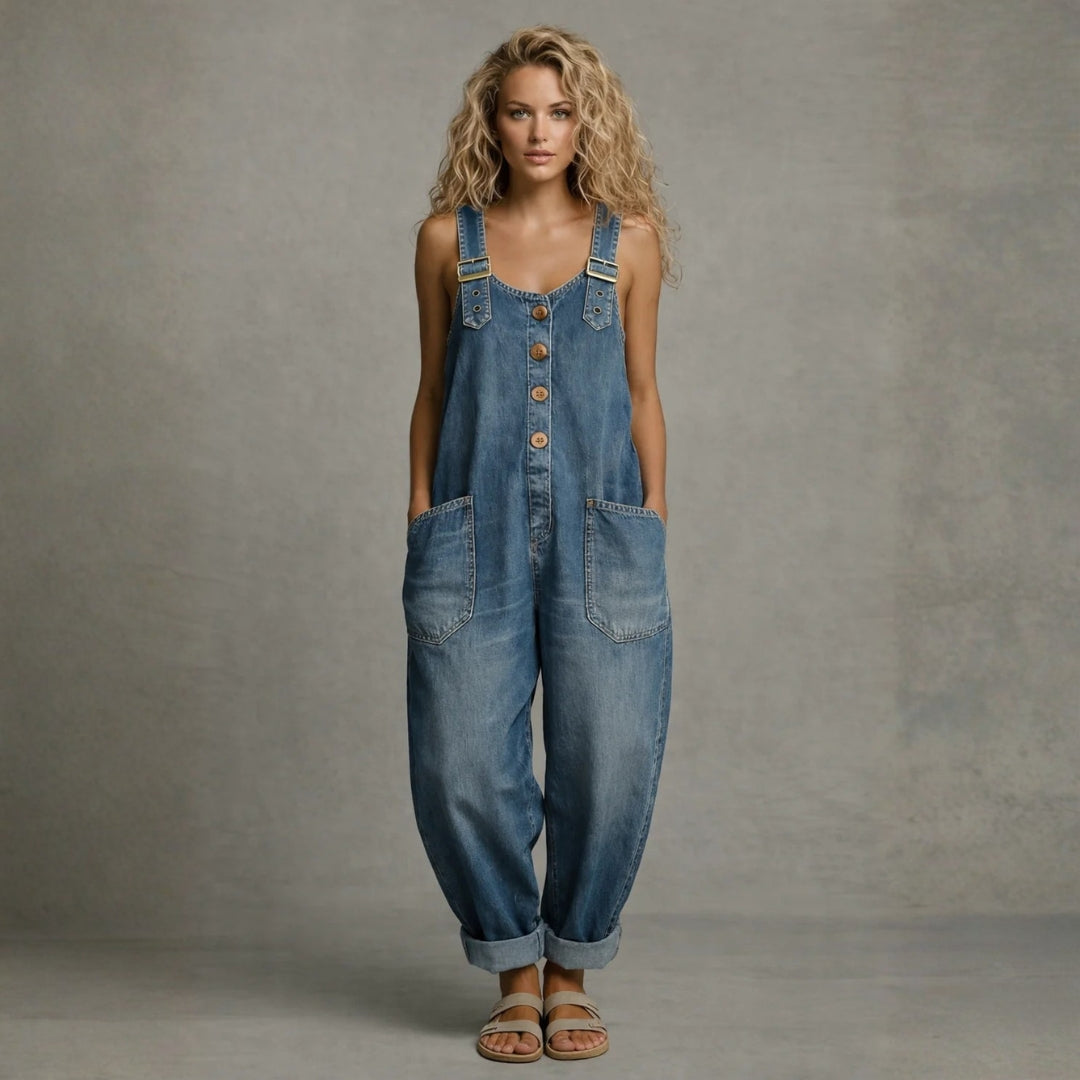 Lejla denim jumpsuit with pockets, relaxed stylish fit