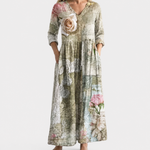 Jan sage maxi dress with single rose, view 2