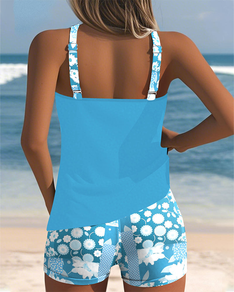 Susan swimsuit tank top with printed boxer set