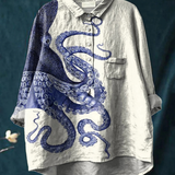 Florence - Casual Blouse with Octopus Tentacle Art