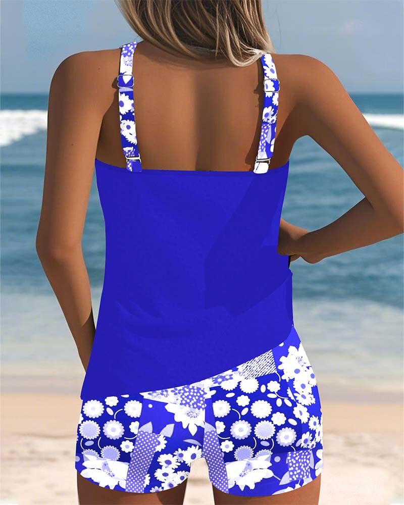 Susan swimsuit tank top with printed boxer set