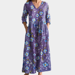 Michelle lavender maxi dress with blue blossoms, view 2
