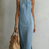 Julia retro lace denim dress