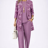 Sharon elegant three-piece set in Lilac, view 4