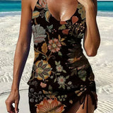 Faith floral graphic tankini with shorts, tummy control