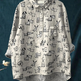 Clementine - Casual Blouse with Cute Dog Print