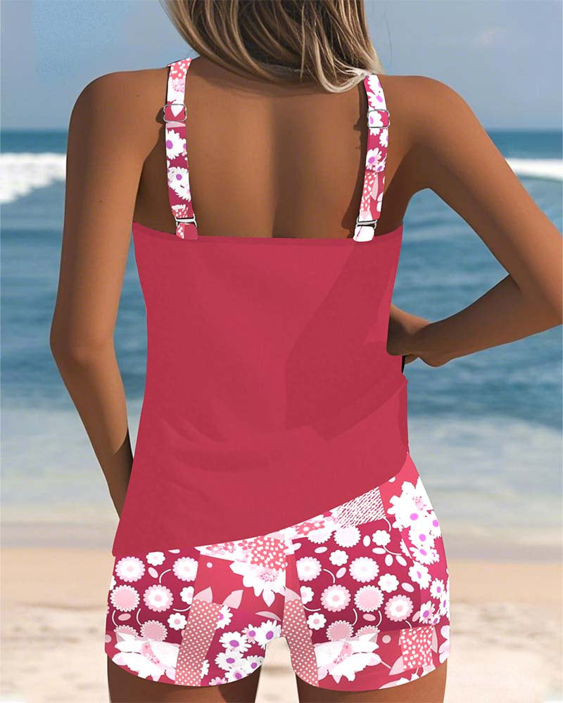 Susan swimsuit tank top with printed boxer set