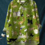 Darcy - Casual Blouse with Dog Art Print