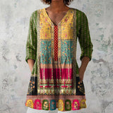 Florence - Blouse with Patchwork Panels and Border