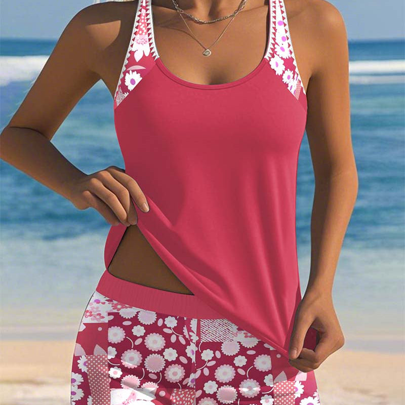 Susan swimsuit tank top with printed boxer set