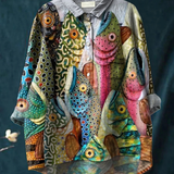 Piper - Casual Vintage-Style Blouse with Fun Fish Design