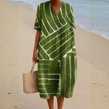 Miranda - Green Dress with Geometric Pattern